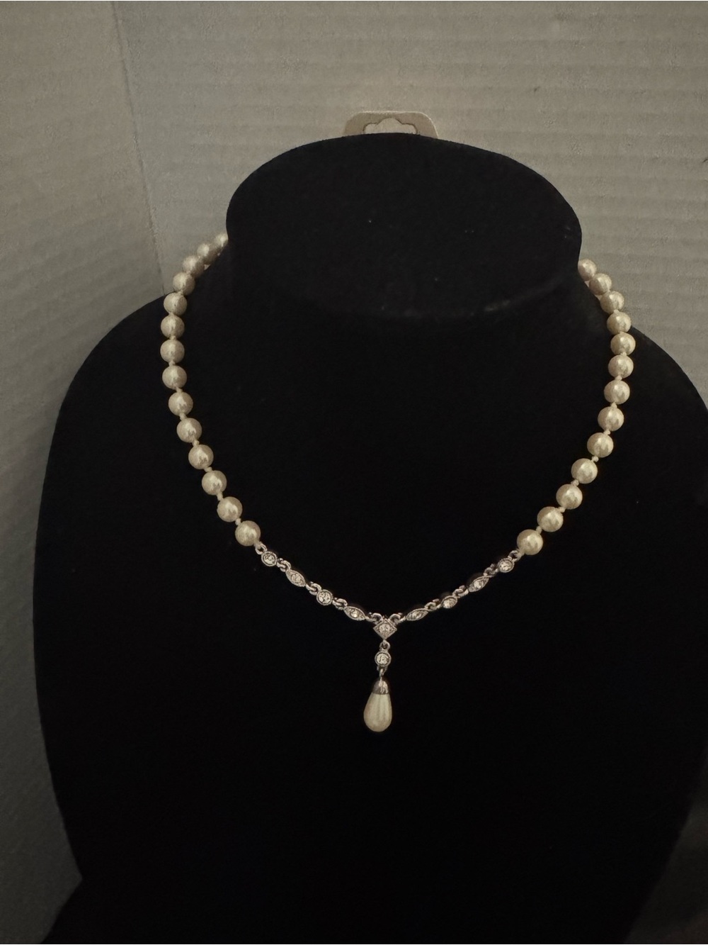 Monet Ivory Pearl Necklace with Silver-Tone Drop
